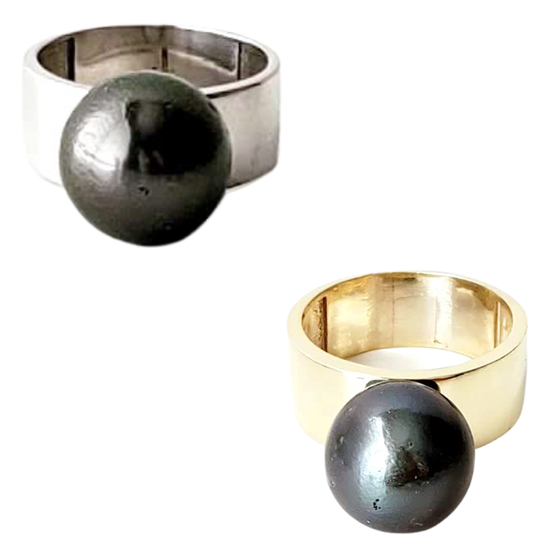 Black South Sea Pearl Rings Ash Herrera Jewelry