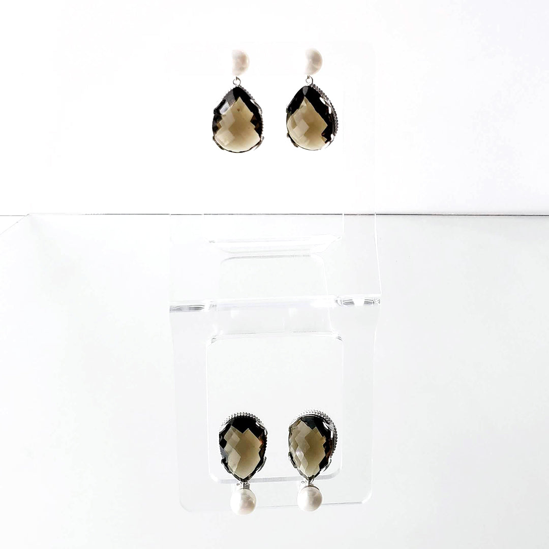 Brown Drop Pearl Earrings Ash Herrera Jewelry