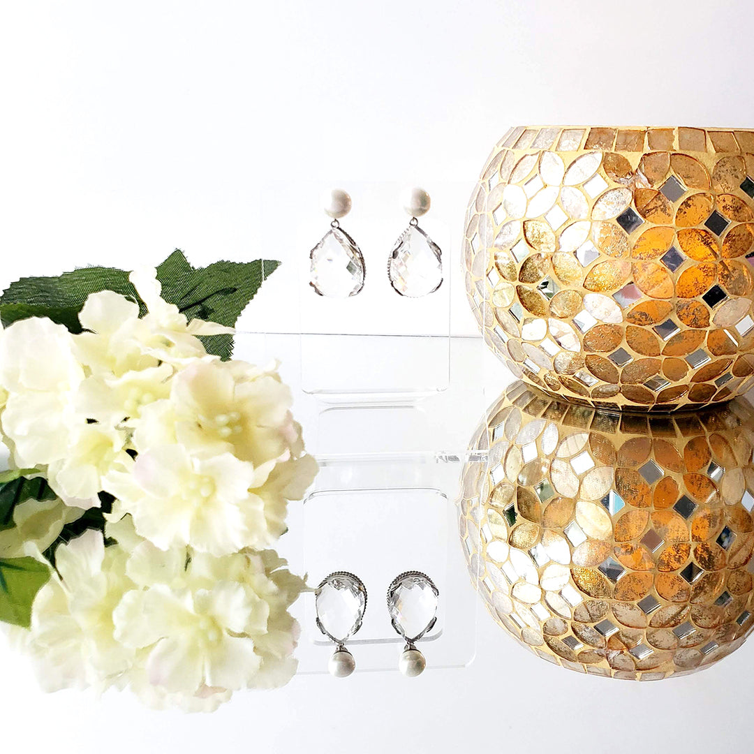 Clear Drop Pearl Earrings Ash Herrera Jewelry