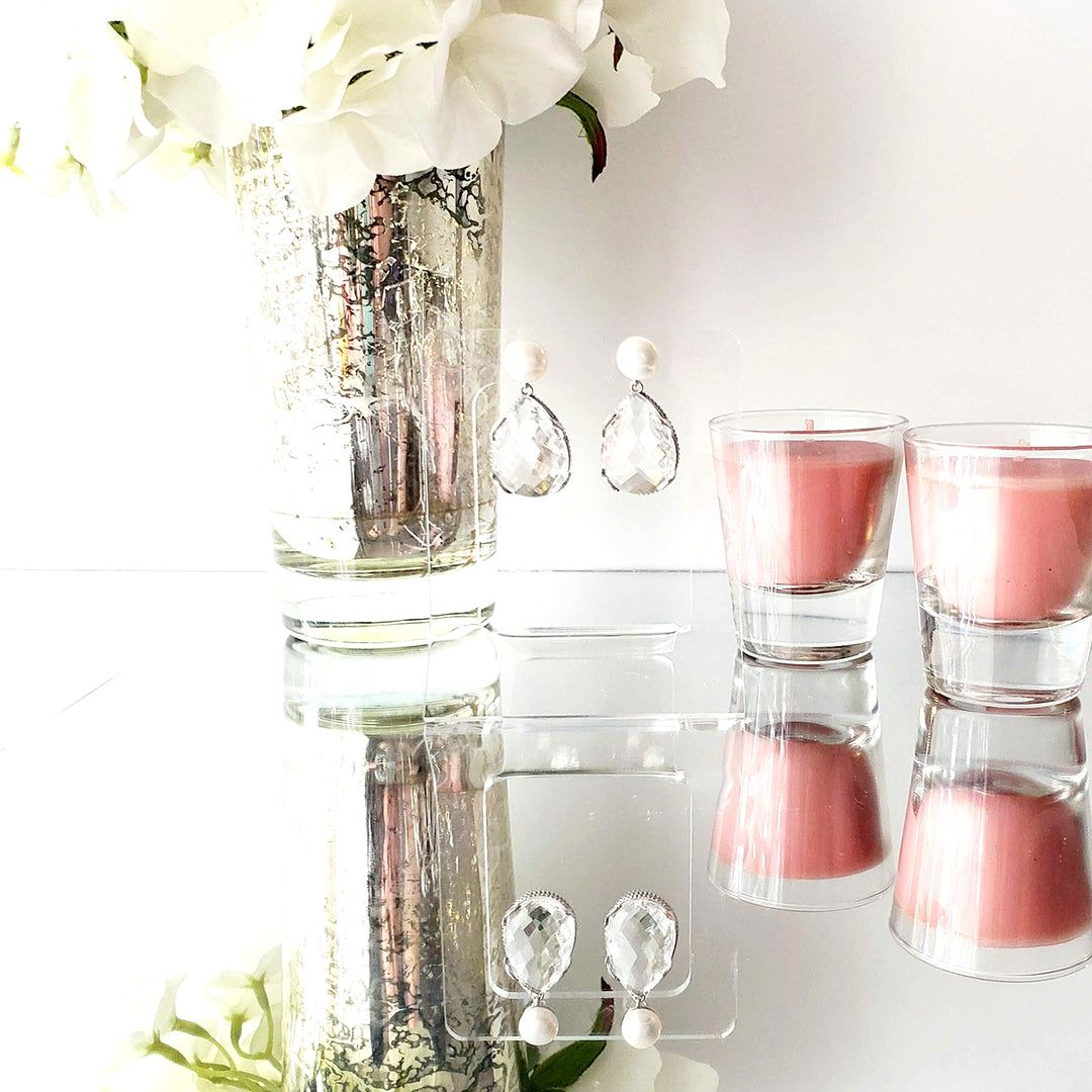 Clear Drop Pearl Earrings Ash Herrera Jewelry