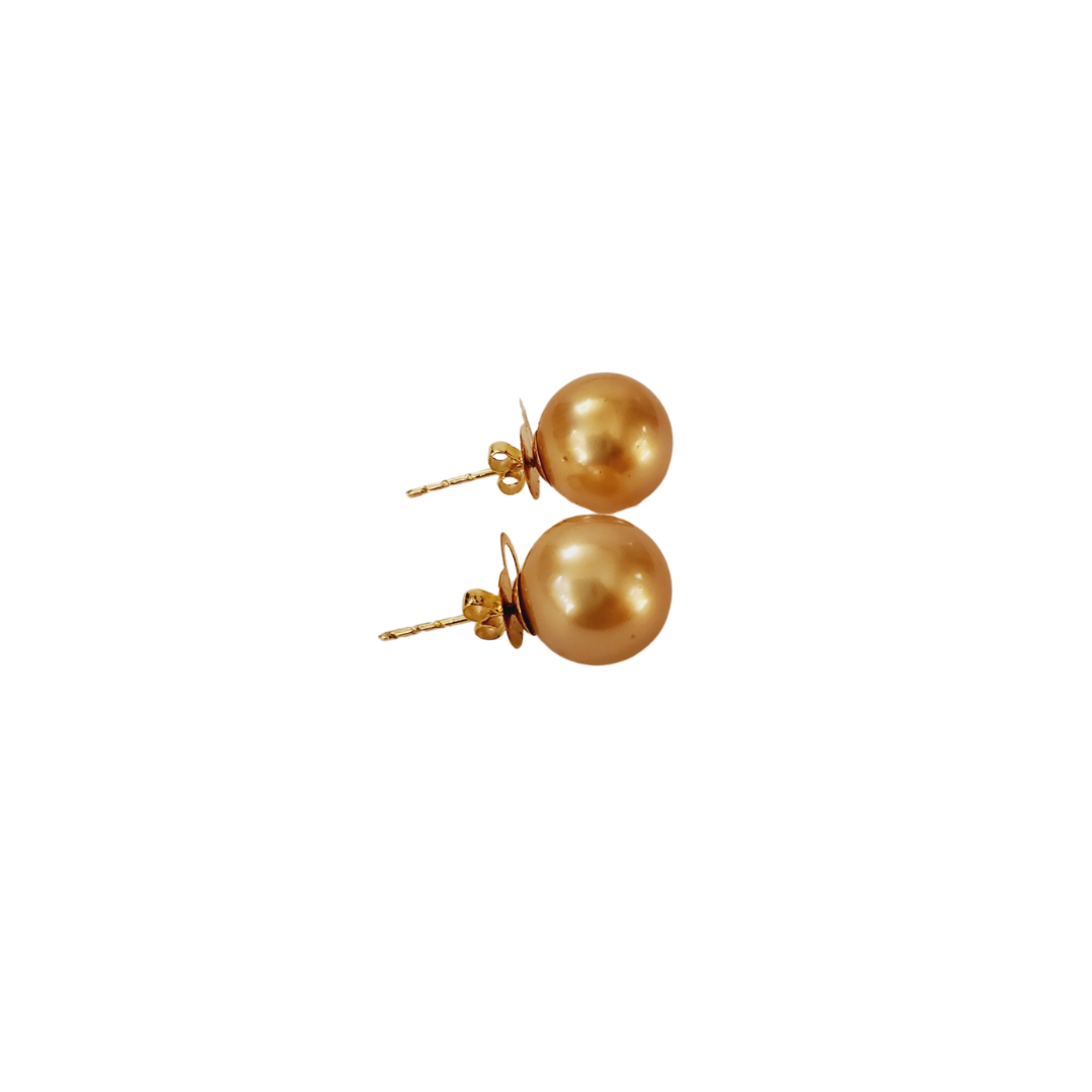 Golden South Sea Pearl Stud Earrings