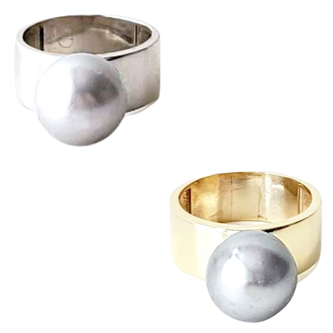 Grey South Sea Pearl Rings Ash Herrera Jewelry