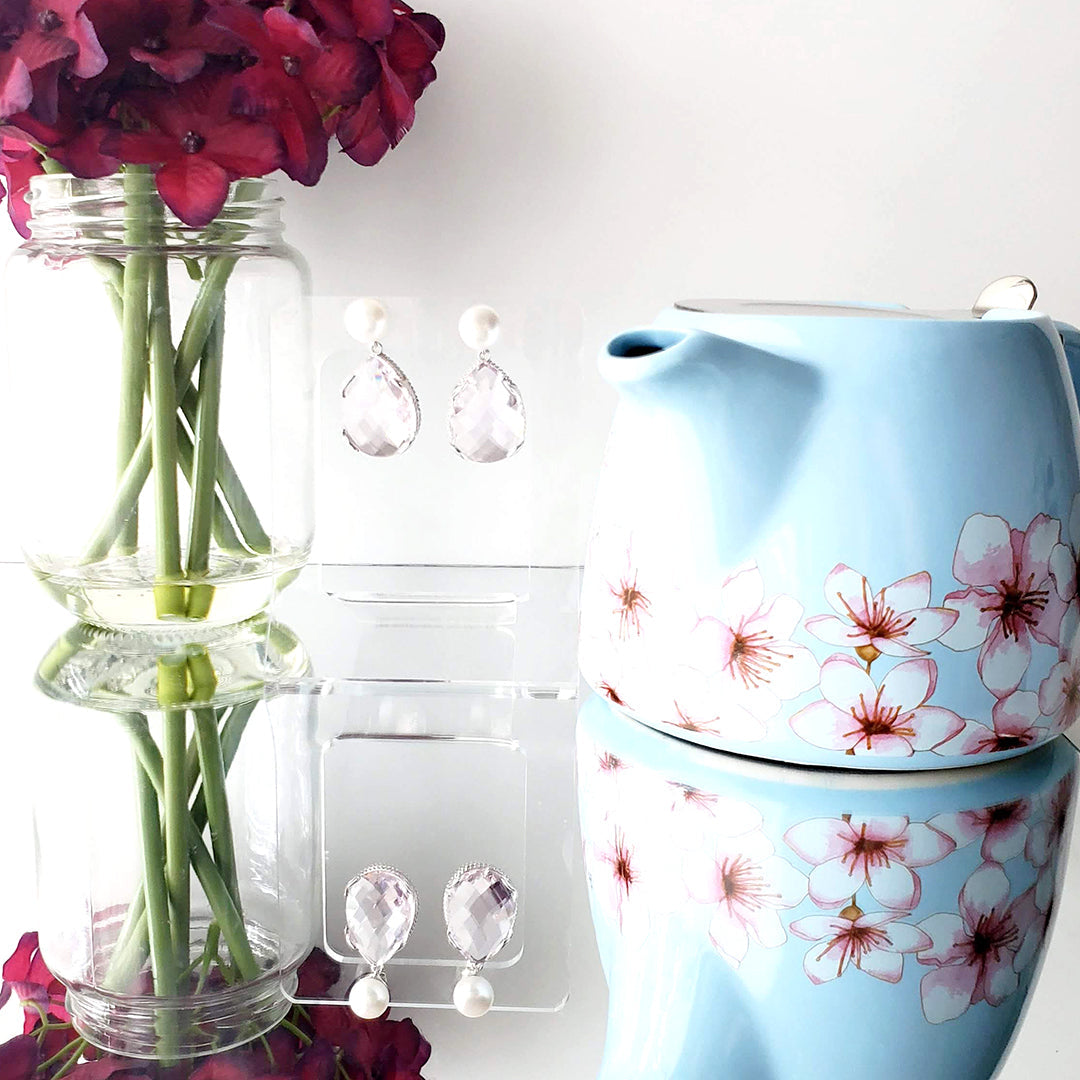 Light Rose Drop Pearl Earrings Ash Herrera Jewelry