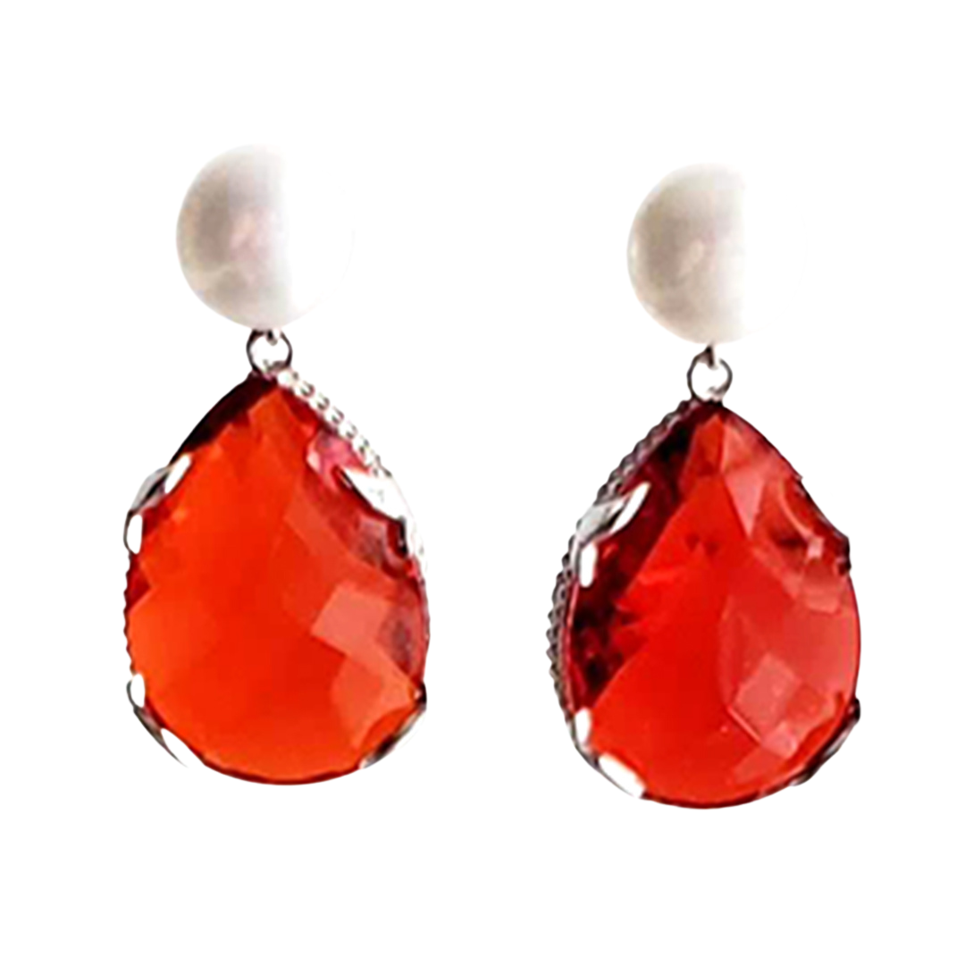Red Drop Pearl Earrings Ash Herrera Jewelry