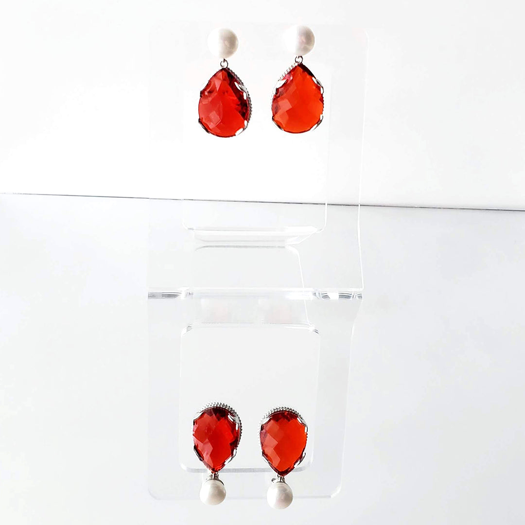 Red Drop Pearl Earrings Ash Herrera Jewelry