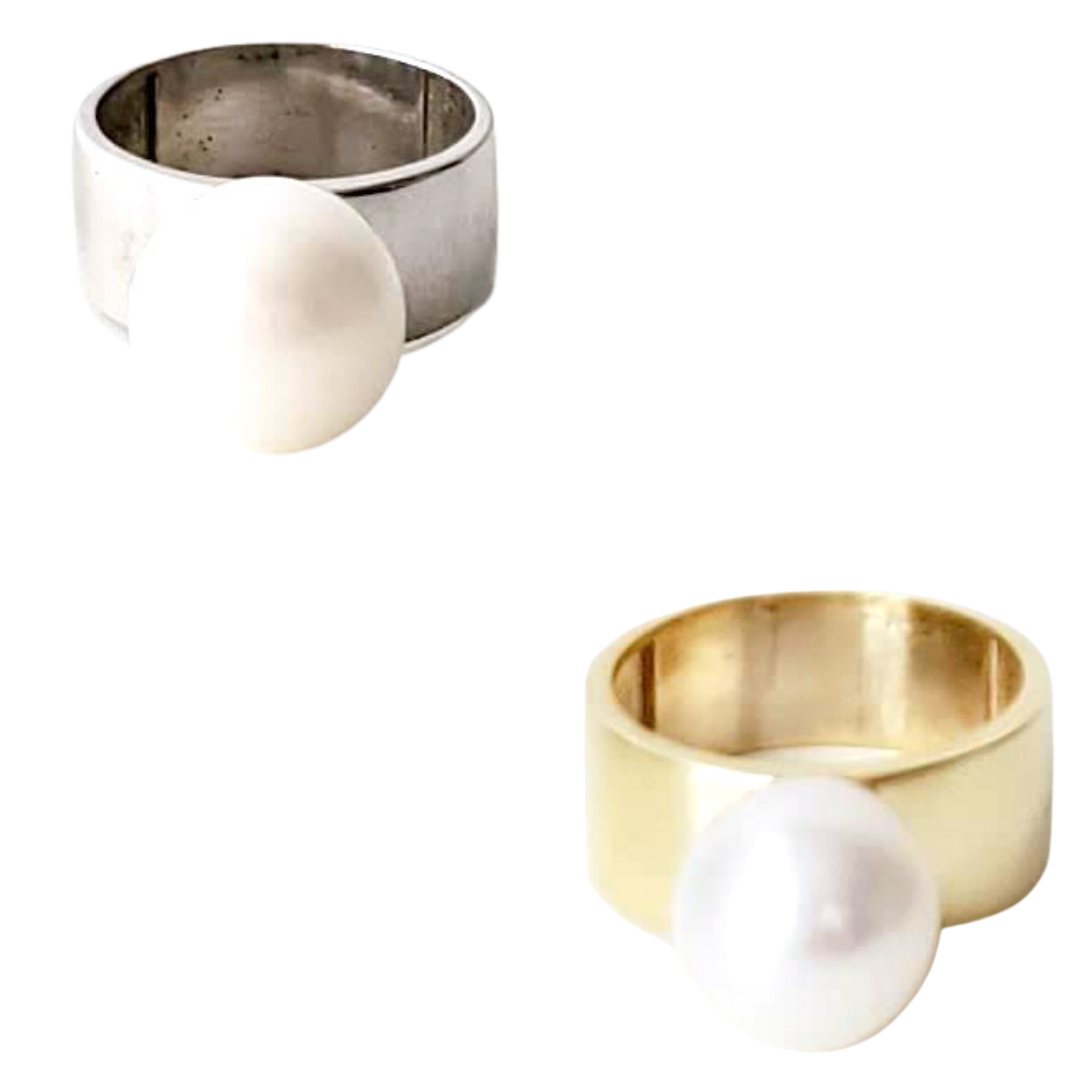 White South Sea Pearl Rings Ash Herrera Jewelry