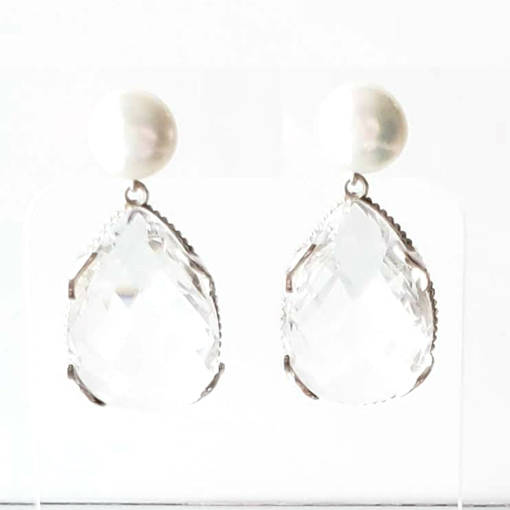 Clear Drop Pearl Earrings Ash Herrera Jewelry