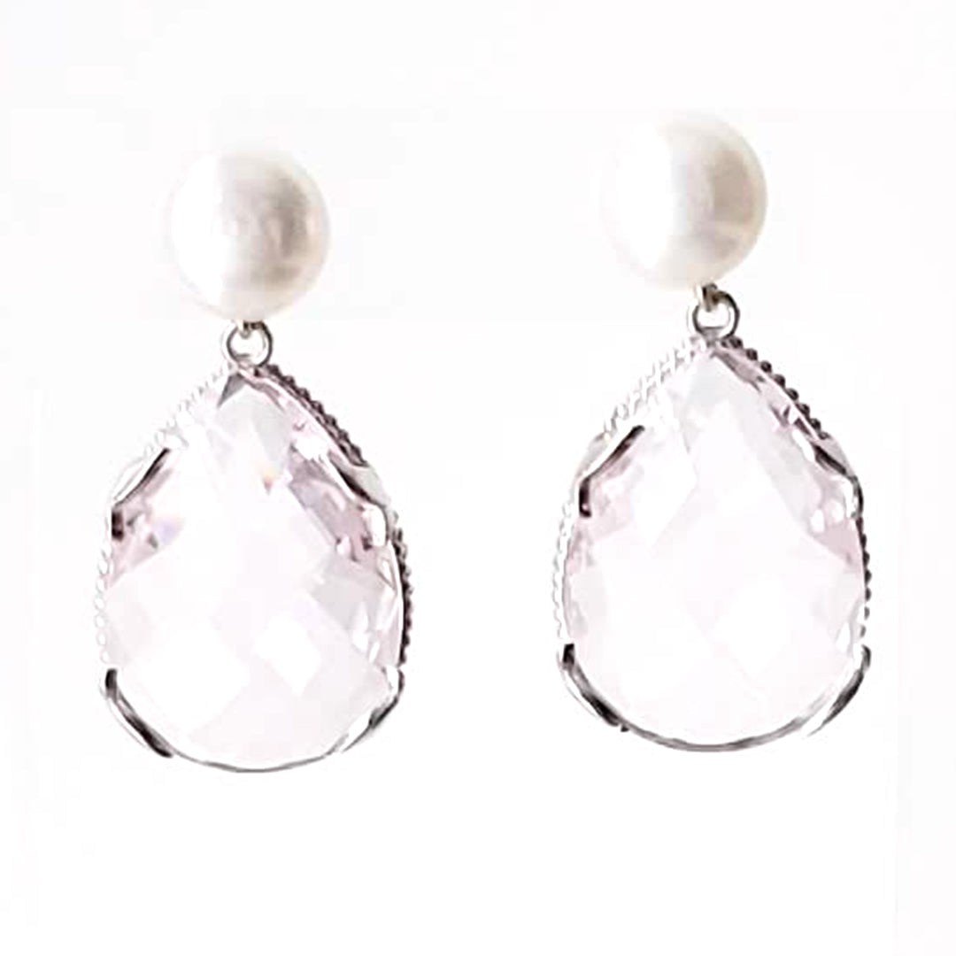 Light Rose Drop Pearl Earrings