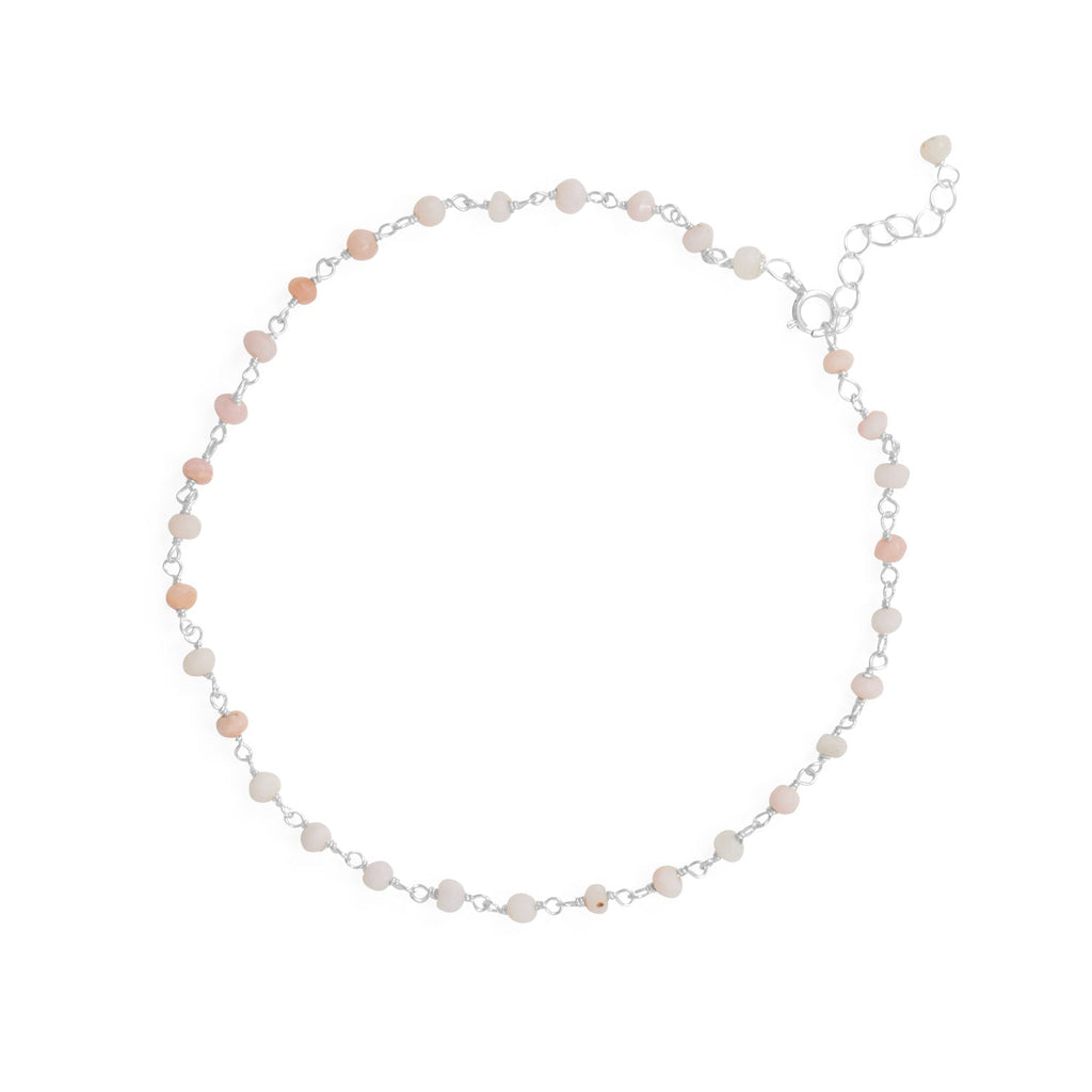 Pink Party! 9.5"+1" Opal Bead Anklet