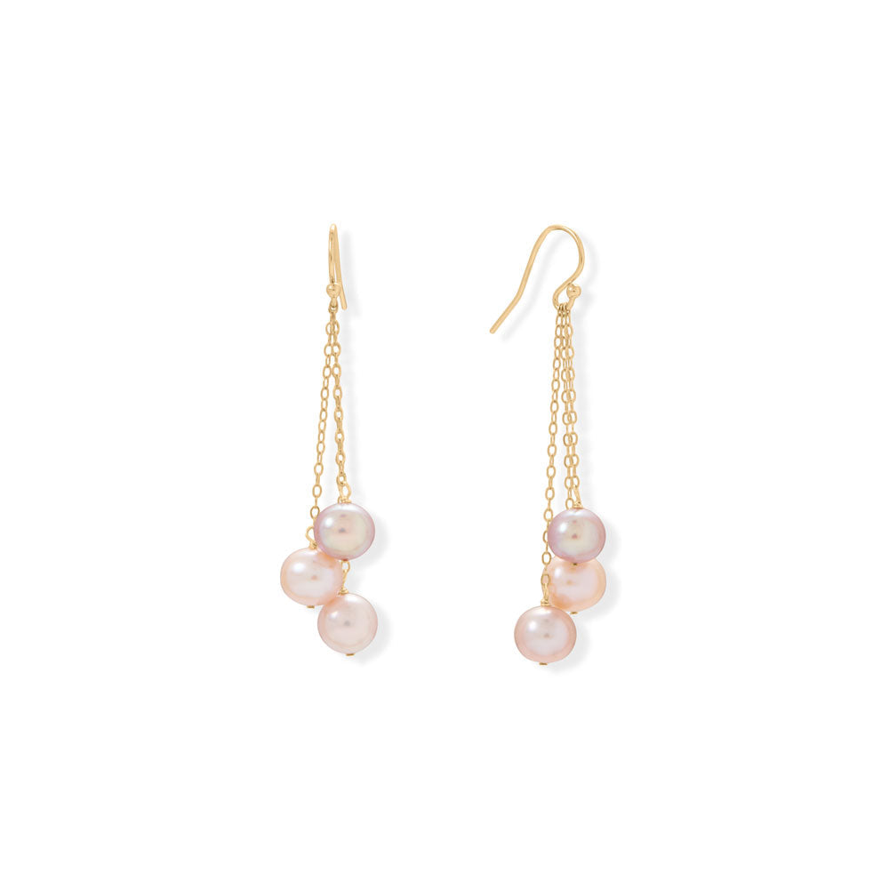Gold Filled Tri Tone 8mm Cultured Freshwater Potato Pearl Earrings